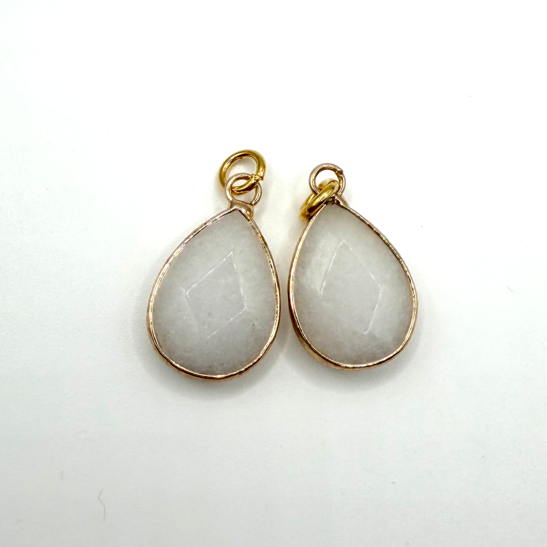 White Jade Teardrop Charms