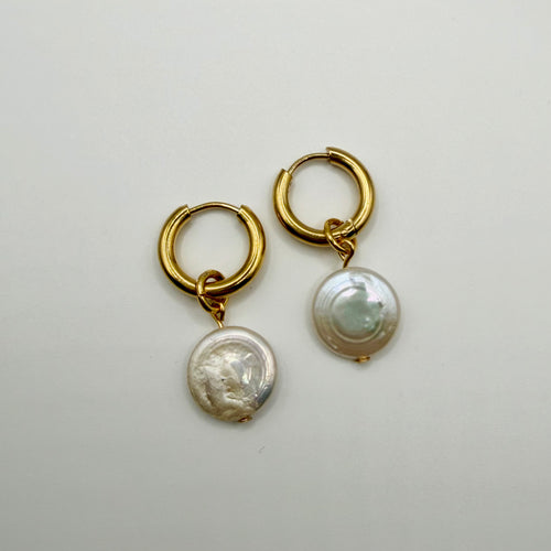 Coin Pearl Gabby Hoops